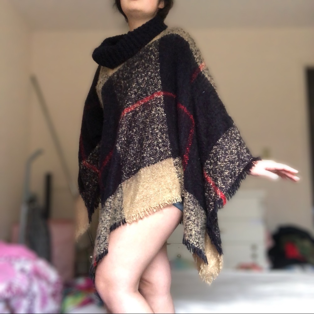 Soft and warm turtleneck poncho